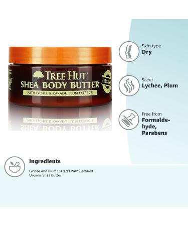 Tree Hut Lychee & Plum 24 Hour Intense Hydrating Shea Body Butter 7oz - Nourishing Moisturizer with Pure Shea Butter - Buy Online on GoSupps.com