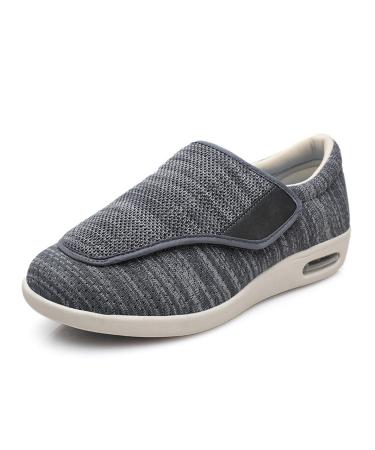 Diabetic Slippers Extra Wide Mens Arthritis Edema Adjustable Closure Toe Swollen Feet Slippers Adjustable Elderly Shoes for Elderly Swollen Feet Plantar Fasciitis ( Color : Dark grey Size : 12