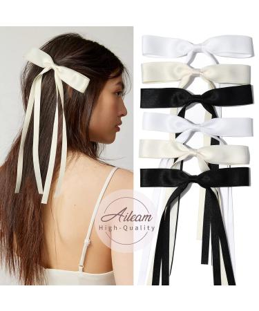 6PCS Hair Bows for Women and Girls - Hair Clip Accessories in Black, Beige, and White - Buy Online on GoSupps.com