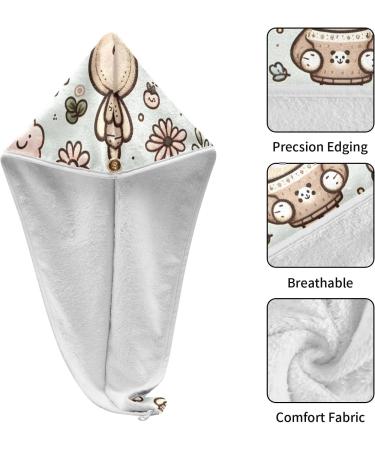 Cute Teddy Bear Smile Hair Towel 2 Pack | Super Absorbent Quick Dry Hair Turbans for Women & Girls | Perfect Hair Drying Solution - Buy Online on GoSupps.com