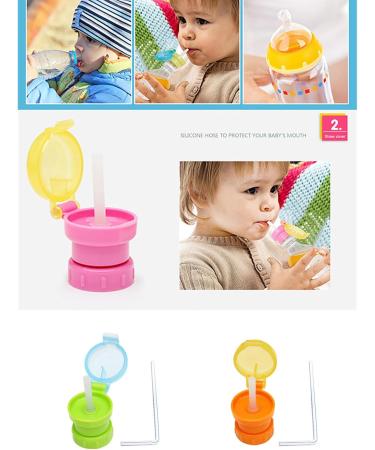 Spill Proof Water Bottle Straw Cap Portable SodaWater Bottle Twist Cover Cap with Straw for Children Adults Bottle Cap Spout Adapter with Straw Protects Kids Mouth No Spill Silicone Water Bottle - Buy Online on GoSupps.com