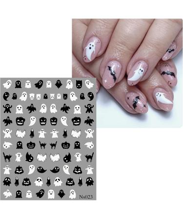3D Halloween Nail Stickers 6 Sheets 5D Self-Adhesive Embossed Nail Decal White Black Ghosts Ghosts Nail Art Decoration Design Supplies - Buy Online on GoSupps.com