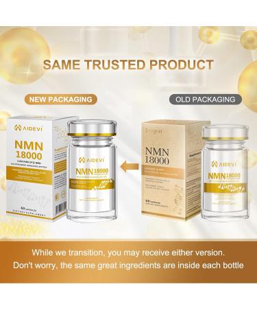 AIDEVI NMN 18000 - Nicotinamide Mononucleotide Supplement with Resveratrol Stabilized Form & 99% High Purity to Boost NAD+ Levels for DNA Repair Supplement for Healthy Aging 60 Capsules - Buy Online on GoSupps.com