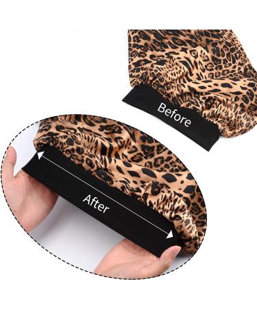Satin Bonnet for Women 2 Pack - Soft & Elastic Black Leopard Hair Cap - Large Breathable Silky Sleeping Bonnet - Braids Bonnets for Women - Buy Online on GoSupps.com