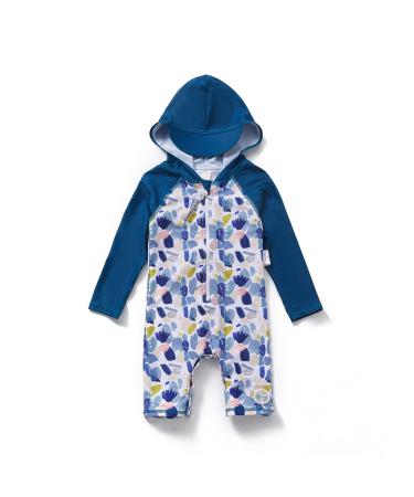 BONVERANO Baby Boys Swimsuit Toddler Bathing Suit Zip-up Full-Zip Hoodie One Piece Swimwear with UPF 50+ Sun Protection 6-9 Months Graffiti