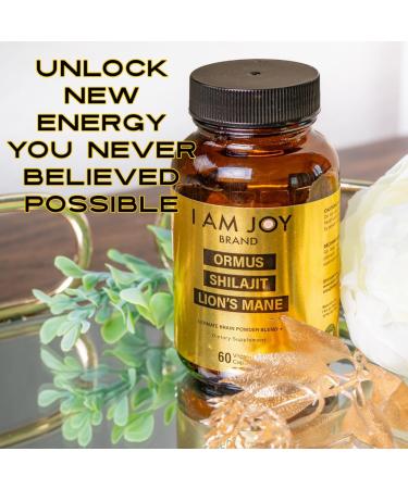 I Am Joy Ormus Shilajit Lion's Mane Hemp Protein Powder - Ultimate Brain Power with Monoatomic 24k Gold - 60 Vegan Capsules - Buy Online on GoSupps.com