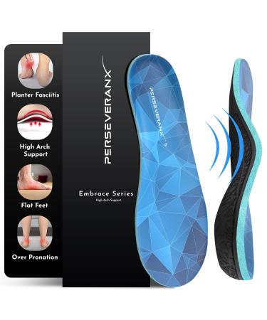 NASA Grade Plantar Fasciitis Insoles   High Arch Support Insoles Men Women - Shoe Insoles for Plantar Fasciitis Relief - Absorb Shock & Relieve Flat Foot Pain - Orthotics Inserts for Work & Standing Blue M (Men 9-10.5/Wo...