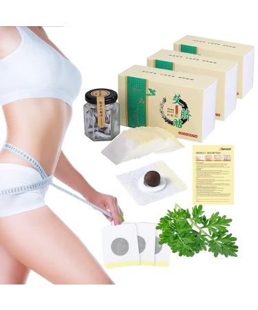 3 Boxes Mugwort Belly Patch,90Pcs Natural Wormwood Essence Pills and 90Pcs Belly Sticker, Moxa Hot Moxibustion Navel Wormwood Sticker (90pcs)