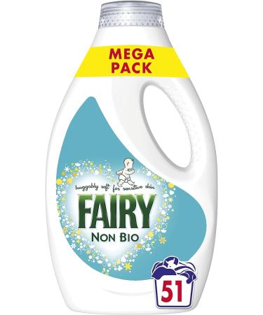Fairy Non Bio 51 Washes Sensitive Washing Liquid 1785ml Unscented 1.79 l (Pack of 1) - Buy Online on GoSupps.com
