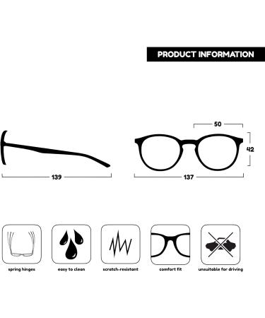 Opulize Met Fern Glasses - Slim Round Frame Scratch-Resistant Black - Perfect for Men M60-1 (-1.50 Diopters) | International Shipping Available - Buy Online on GoSupps.com