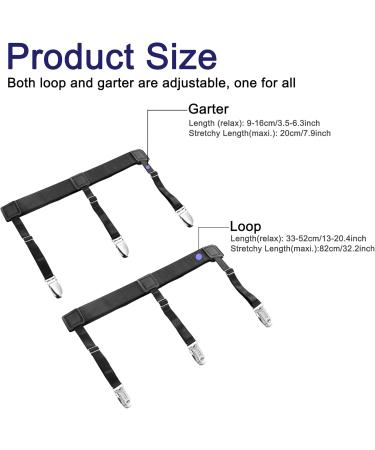 Adjustable Men's Shirt Holders - Elastic Braces with Non-Slip Clamps | Flexible Shirt Bracket - Black (1 Pair) - Buy Online on GoSupps.com