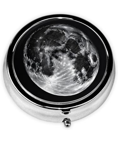 Moon Round Pill Box - 3 Compartment Portable Travel Medicine Organizer | Mini Decorative Pocket Vitamin Holder - Buy Online on GoSupps.com