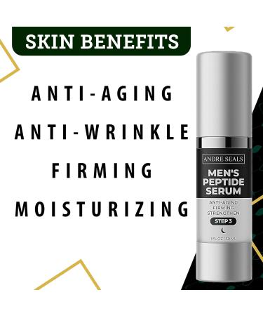 Men's Advanced Peptide Face Serum | Anti-Aging & Wrinkle Reduction | Hyaluronic Acid Green Tea Coconut Jojoba Oil Vitamin E | 1 oz Men's Skincare - Buy Online on GoSupps.com