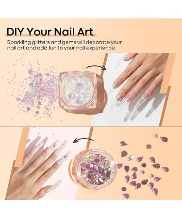 Modelones Poly Nail Gel Kit - 6 Color Nail Extension Gel Kit with 48W Nail Lamp & Slip Solution - Rhinestone Glitter Starter Kit for DIY Nail Manicure - Black Gold - Buy Online on GoSupps.com