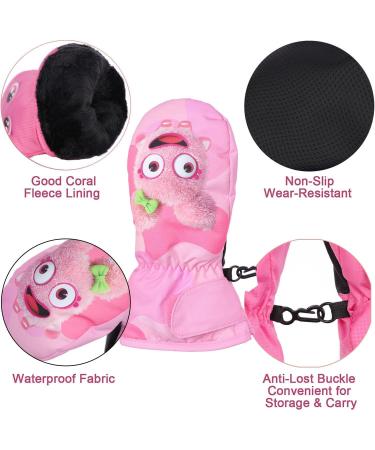 Kids Waterproof Mittens | Winter Thermal Fleece Lined Gloves for Ages 1-3 | Pink - Buy Online on GoSupps.com