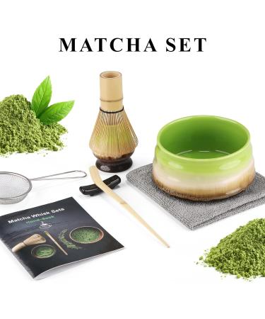 7 Piece Matcha Set Fouet Matcha Macha Tea Set with Matcha Spoon Whisk Holder Matcha Balai Shovel Strainer Matcha Kit Traditional Japanese Tea Ceremony Best Gift for Lovers Vert four - Buy Online on GoSupps.com