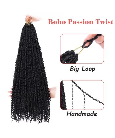 Leeven Boho Passion Twist Hair 24 Inch | Pre Twisted Crochet Goddess Twist 8 Packs | Black Pre Looped Curly Ends | Bohemian Synthetic Braids Extensions for Women - Buy Online on GoSupps.com