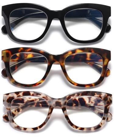 3 Pack Oversized Blue Light Blocking Reading Glasses for Women - Leopard 1.5x - Buy Online on GoSupps.com