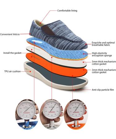 MAQUEL Women's Wide Width Adjustable Strap Walking Sneakers - Navy 6 | Support for Swollen Feet, Arthritis & Edema - Buy Online on GoSupps.com