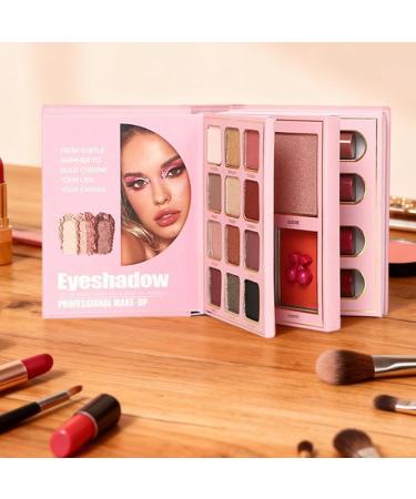 Mini Makeup Palette: Lipstick lip gloss eyeshadow swatches Shimmer Rouge highlighter American and European style cosmetics book | Portable Makeup Set - Buy Online on GoSupps.com
