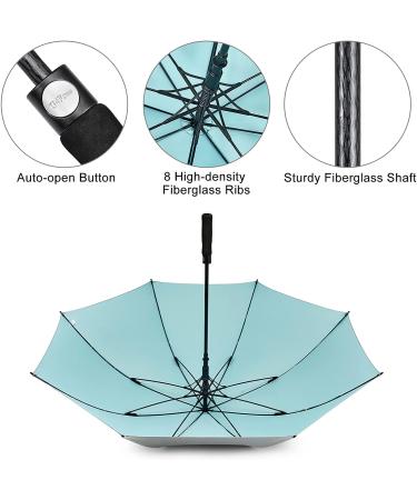 G4Free 62 Inch Windproof UV Protection Golf Umbrella - Silver Coated, Automatic Open Stick Umbrella - Silver/Lake Blue - Buy Online on GoSupps.com