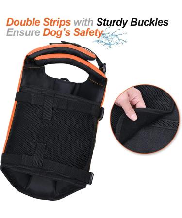 Vivaglory Neon Orange Dog Rescue Vest - Removable Front-Wheel Drive Reflective Caps Perfect for Swimming & Boating (M: 53-63cm) - Buy Online on GoSupps.com