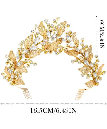 Fashband Rhinestone Leaf Headband Gold Crystal Headpiece Bride Wedding Hair Accessories for Women - Buy Online on GoSupps.com
