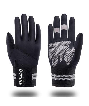 SIMARI Weight Lifting Workout Gym Gloves Full Finger with Wrist Wrap Support for Men Women, Full Palm Protection, for Lifting, Weightlifting, Training, Fitness, Hanging, Pull ups Stretch Limo Large