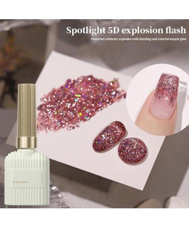 Glitter Gel Nail Polish 15ML Rose Pink Glitter Gel Polish Sparkle Nail Gel Varnish Soak Off UV LED Pink Gel Nail Polish Nail Gel Polish Nail Art Starter Manicure Salon DIY at Home - Buy Online on GoSupps.com