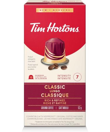 Tim Hortons Classic Lungo Capsules Nespresso Original Line Compatible Capsules 10 Count Classic Lungo 1 count (Pack of 10) - Buy Online on GoSupps.com