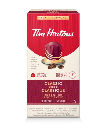 Tim Hortons Classic Lungo Capsules Nespresso Original Line Compatible Capsules 10 Count Classic Lungo 1 count (Pack of 10)