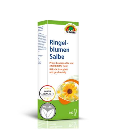 Sunlife marigold ointment 100 ml - ointment with marigold extract - care cream with jojoba oil vitamin E & allantoin - marigold ointment with stressed & sensitive skin 100 ml (1 Pack)