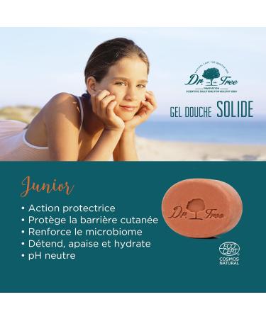 Dr. Tree Junior Ecological Solid Gel - Sensitive Skin - Strengthens the Microbiome - 99.7% Natural Ingredients - Organic Rice Oil and Cocoa Butter - Suitable for Vegan No Plastic - 75g - Buy Online on GoSupps.com