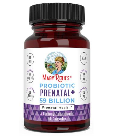 Vegan Prenatal + Probiotic - 59 Billion CFU by MaryRuth - Pregnancy Probiotics with Iron, Methylfolate & Prenatal Vitamins & Minerals to Help with Morning Sickness - 60 Count - Buy Online on GoSupps.com