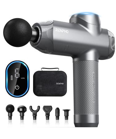 Renpho Power massage gun 12mm amplitude massage gun massage device with type-C loading connection 6 massage heads and 6 massage modes Massage Masageg ret Pistol with LED touchscreen for back gra C-gray - Buy Online on GoSupps.com