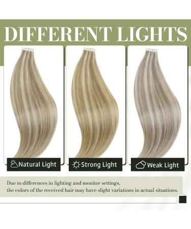 Runature 60cm Tape In Hair Extensions - Real Human Hair with Brown and Blonde Highlights - 50g 20 Pieces (#8P60) - Smooth & Invisible - Buy Online on GoSupps.com