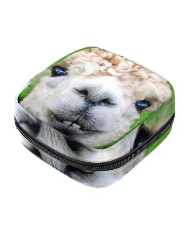 Alpaca Animal Llama Sanitary Napkin Storage Bag for Girls Women Portable First Period Pads Bag Tampons Holder Girls Travel Makeup Bag Large Capacity Multicoloured 16