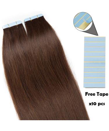 Buy SEGO TAPE Extensions - 100% Remy Hair 20 Medium Brown #4 Adhesive Tape Hair Extensions (18/45cm) + 10 Free Tapes - Smooth Quality Hair! - Buy Online on GoSupps.com