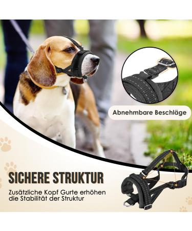 Adjustable Reflective Nylon Muzzle for Large Dogs - Prevent Biting Barking & Chewing | Eyin Muzzle (Black L) - Buy Online on GoSupps.com