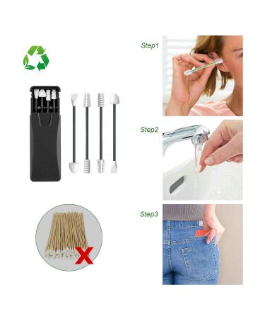 Upgraded Reusable Silicone Ear Swabs 4 Pcs - Black Love Shape Cotton Swabs for Ears Cleaning and Makeup Beauty - Buy Online on GoSupps.com