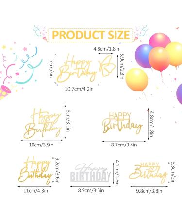 Ouligay 6Pcs Happy Birthday Cake Toppers Side Mirror Acrylic Cake Topper Glitter Happy Birthday Cupcake Toppers Birthday Decorations for Birthday Wedding DIY Cake Party Supplies - Buy Online on GoSupps.com