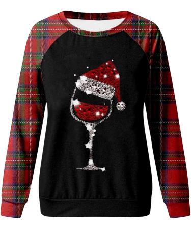 Womens Christmas Sweatshirt Snowman Penguin Print O-Neck Raglan Top - Wine XL - Buy Online on GoSupps.com