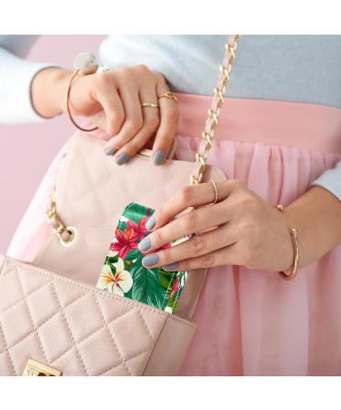 Travel Lipstick Organizer Case - Portable Makeup Bag with Mirror | Tropical Leaves & Flowers Design - Perfect for International Shipping - Buy Online on GoSupps.com