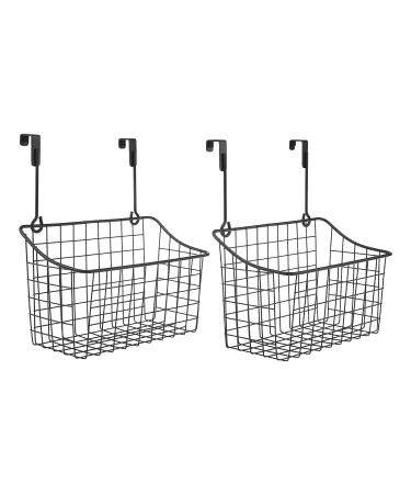 TSCTBA XMSound 2 Pack Grid Storage Baskets with Hooks, Over Cabinet Door Organizer, Wire Basket Hanging Storage Organizer Steel Wire Sink Organization for Kitchen & Bathroom