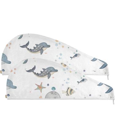 Super Absorbent Marine Animal Hair Towel 2 Pack - Quick Dry Turbans for Women & Girls - Perfect Hair Drying Solution - Buy Online on GoSupps.com