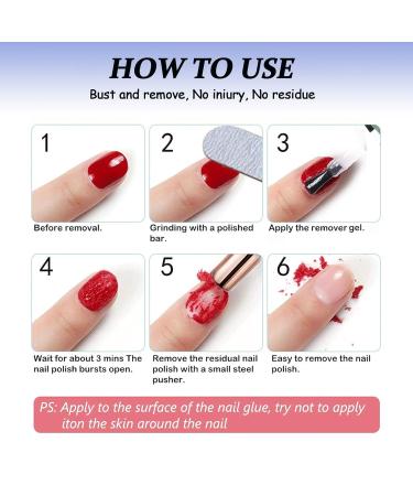 Buy 2 Packs Nail Polish Remover (15ml) - Fast Gel Nail Polish Removal with Scraper & Cuticle Pusher - No Foil or Soaking Needed - International Shipping Available - Buy Online on GoSupps.com