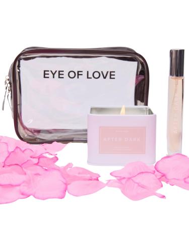 Love in Transit Kit After Dark Pheromone Perfume & Candle Set with Rose Petals Travel Bag