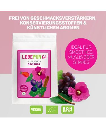 Lebepur Bio OPC Shot Pulver 500g - Grape Seed Flour with 500mg OPC per Serving for Smoothies Shakes & Muesli - Premium Health-Focused Superfood - Buy Online on GoSupps.com