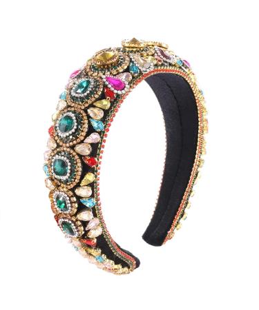 Baroque Rhinestone Padded Headband - Colorful Crystal Embellished Hairband for Women and Girls - Buy Online on GoSupps.com