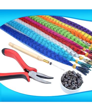 SPORWAY Coloured Hair Extensions 50 Pieces Colourful Feather Hair Extension Set Art Hair Extensions Hair Strands Children Feather Hair Accessories Hairpiece Braids for Women Children Party  - Buy Online on GoSupps.com